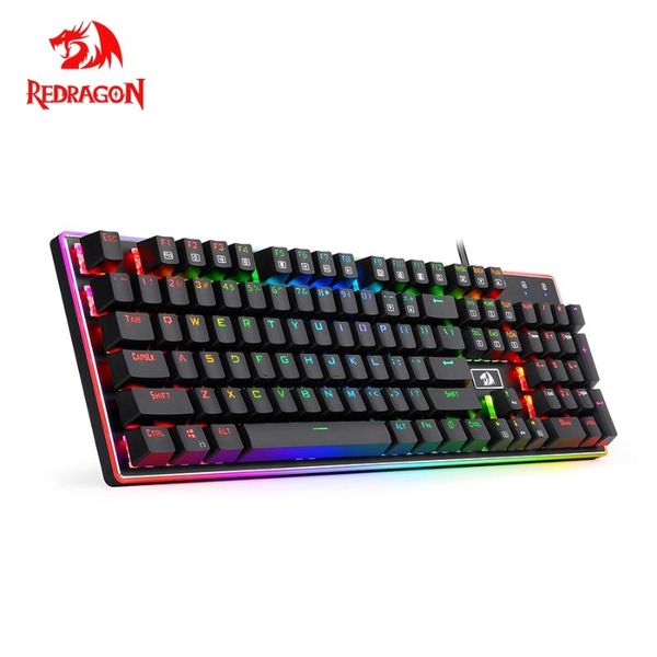 

keyboards redragon ratri k595 rgb usb silent mechanical gaming led backlit keyboard black switch 104 key pc gamer russian keycaps