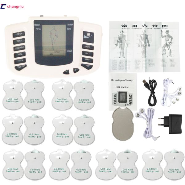 

jr-309a new electrical stimulator full body relax muscle therapy massagerpulse tens acupuncture + 16 pcs pads
