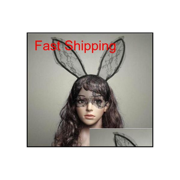 

cosplay face eye lace veil mask headband rabbit bunny long ear hairband halloween christmas party fancy dress ball masquerade props ne 9onlk