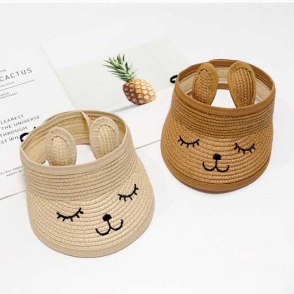 

wide brim hats baby sun hat male child beach straw female folding ears wild sunshade duck tongue empty summer, Blue;gray