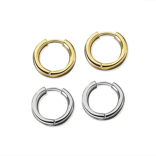 

hoop & huggie classic korean style sterlling silver 925 minimalism geometric earrings for women girl party accessories gifts, Golden;silver