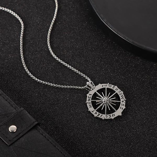 

pendant necklaces necklace male hip-hop tide brand sun god titanium steel personality fashion style sweater jewelry, Silver
