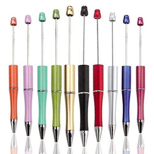 

beadable pens for diy ppl beads black ink gift ball point pen for school college office writing supplies black ink wj104, Blue;orange