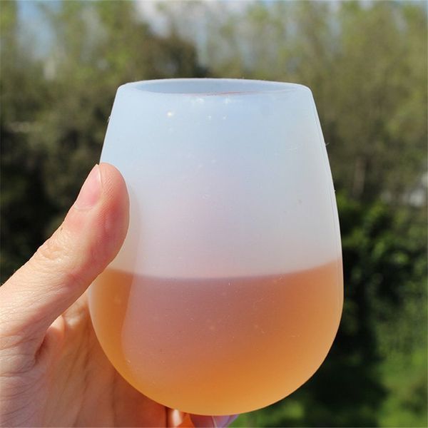 Bicchiere in silicone 12oz 350ml Tazza da vino in vetro di gomma Tazza da viaggio a forma di uovo Portatile senza BPA