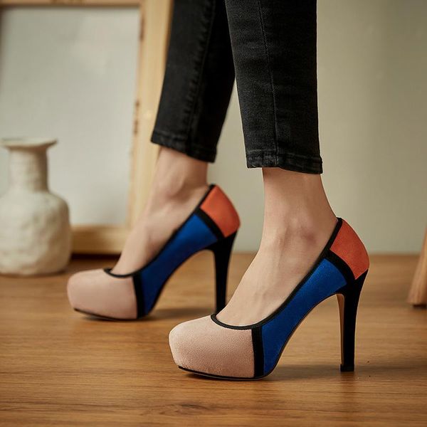 

dress shoes spring korean version of the color-blocking pumps, Black