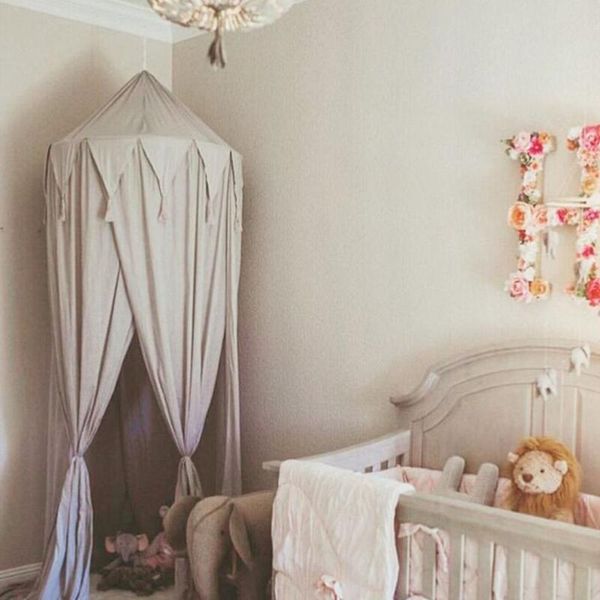 

kid bedcover mosquito bed net for babies room canopy cover round curtain bedding decor room hanging cotton tent cover hm0032