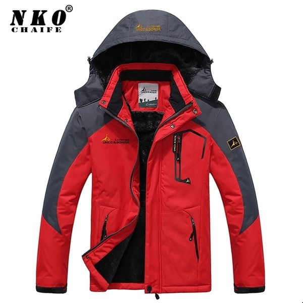 

men winter parkas windproof thick warm fleece jacket coat autumn outwear fashion outdoor hooded casual 211119, Black