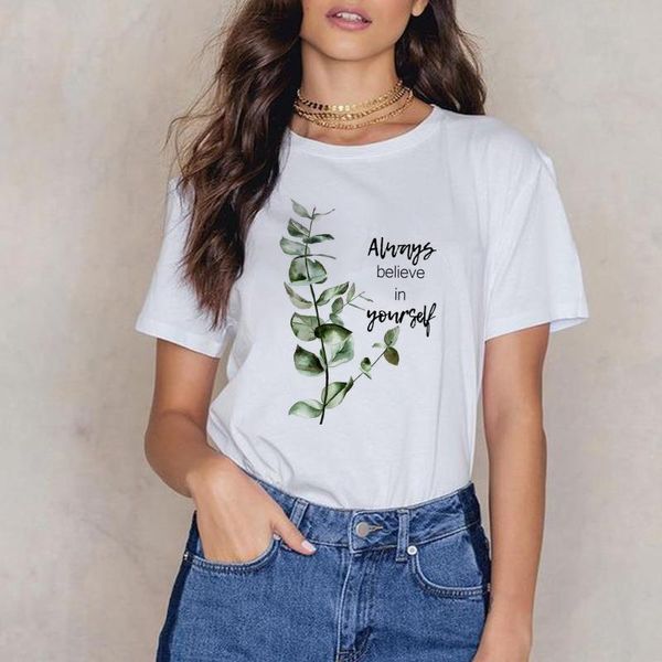 

women's t-shirt fashion simple grass summer holiday print female cotton t-shirts girls add any text image logo brand, White