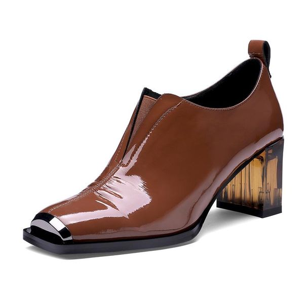 

dress shoes office ladies pumps women genuine leather leisure 2021 spring autumn quality high heels woman, Black