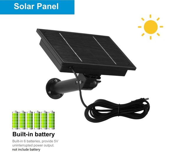 

cameras 4w solar panel power dc 5v1a 2meter supply for security wifi camera hunting outdoor built-in 6pcs rechargeable battery