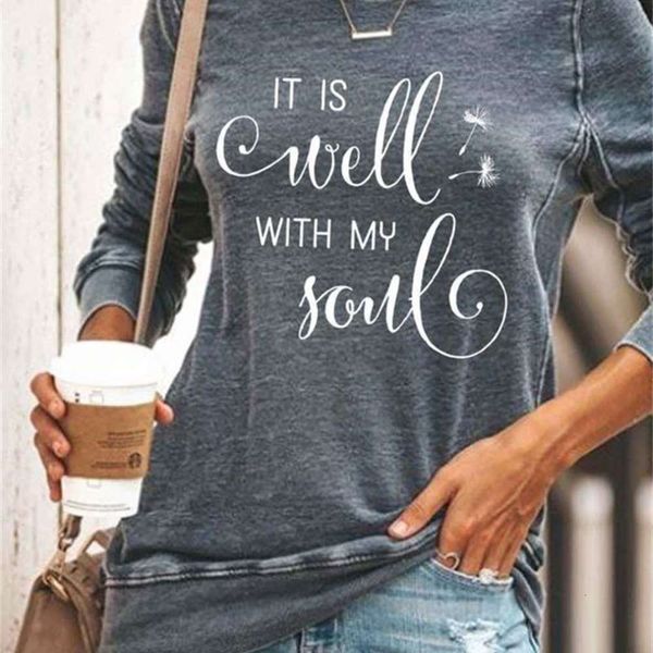 

it is well with my soul print women's t-shirt, White