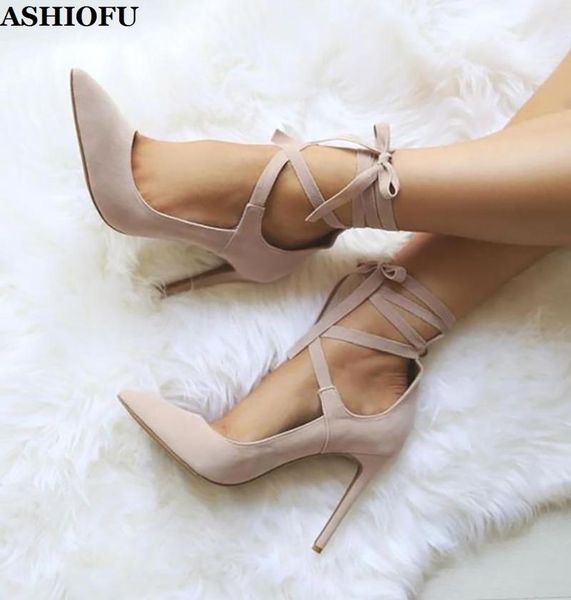 

dress shoes ashiofu handmade ladies high heel pumps ankle strap party prom stiletto wedding club evening fashion court, Black