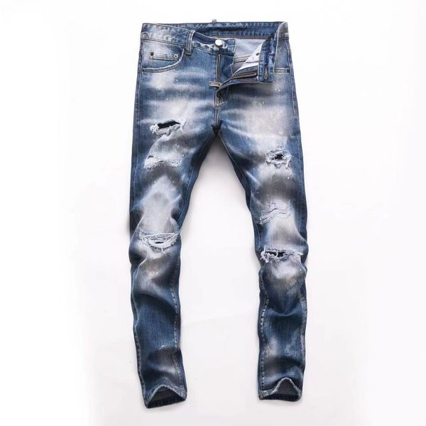 

for mens vintage fits jean distressed patches detail biker fit jeans men, Blue