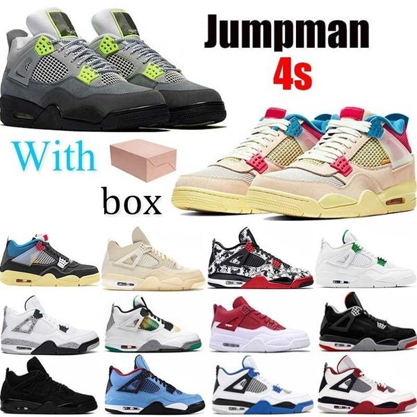 

jumpman 4 4s cream x sail bred union men basketball shoes neon black cat cool grey metallic purple running shoes sneakers