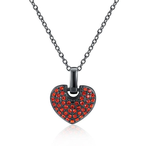 

pendant necklaces hemiston brand heart lock necklace with red zirconia fashion jewelry gift for girl, length: 45cm + 5cm, wholesale tn984, Silver