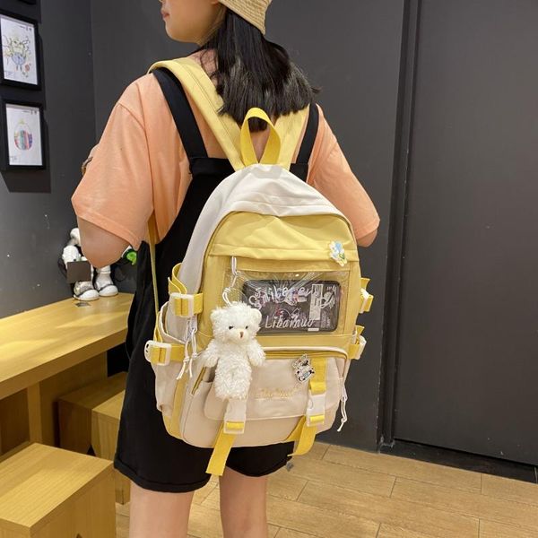 

backpack fashion lady canvas travel cute bookbag student black schoolbag for girls female kawaii mochila women's bags