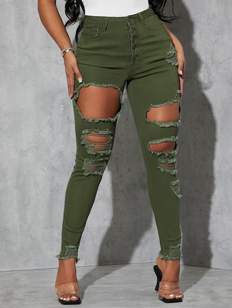 

sxy high waisted ripped skinny jeans 787g#, Blue