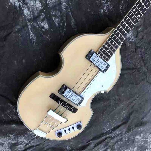 

custom 4 strings electric bass guitar natural wood color