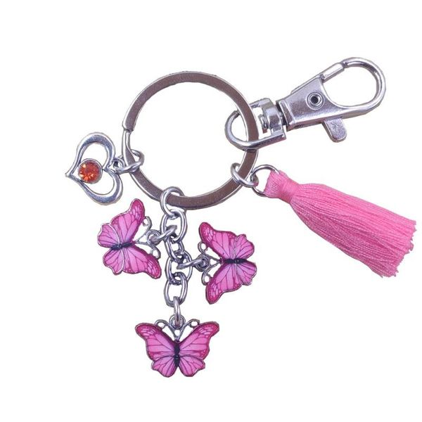 

keychains colorful butterfly ethnic casual lovely handmade keychain key ring tassels bohemia women girl female jewelry gift bm001-024, Silver