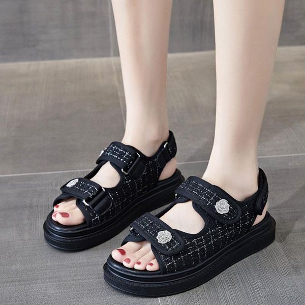 

sandals girls' shoes summer medium and large children's princess, Black;red