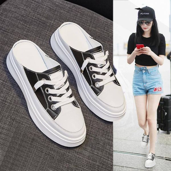 

slippers half sandals and women's summer fashion outer wear 2021 casual thick bottom without heel xiaobai baotou, Black