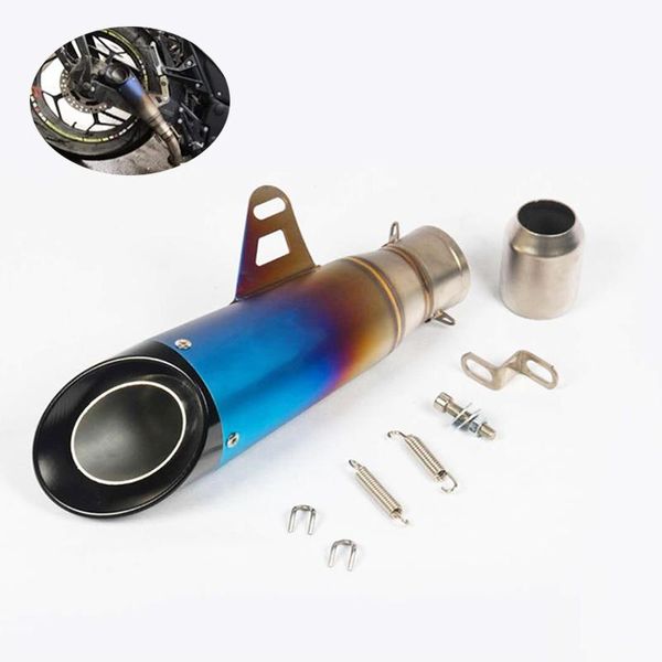 

motorcycle exhaust system 1 set 51mm pipe muffler for racing project sport scooter r1 r3 cb 600 fz6 nvx 155 motorbike tube kit