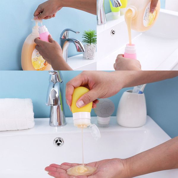 

1pc silicone refillable bottle mini portable empty travel packing press for lotion shampoo cosmetic squeeze containers bottles
