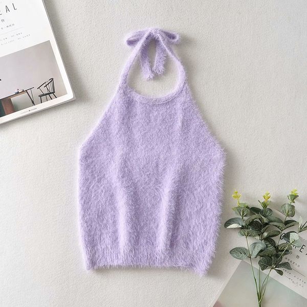 

women's tanks & camis sweet women o neck lace vest 2021 summer fashion ladies high street female purple backless short slim t, White