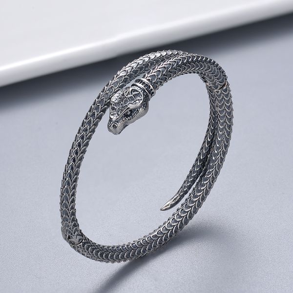 

new product retro bracelet bangle silver plated bracelets snake for couple jewelry supply fashion trend accessories, Black