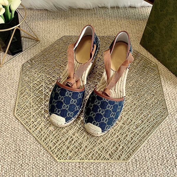 

2021ss women luxury designer leisure shoes with straw flax wedge sole sneakers size eur 35-41 with box recipt dust bag, Black