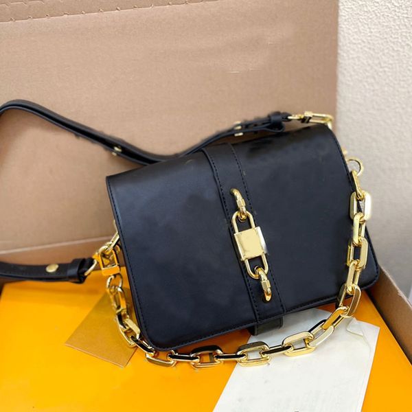 

single quality organ chain bag black genuine leather crossbody handbag women old flower shoulder back pouch super high original logo hardwar
