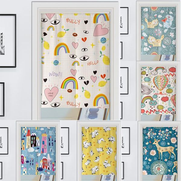 

curtain & drapes cartoon cotton line door bedroom bathroom partition children room decorative household blackout
