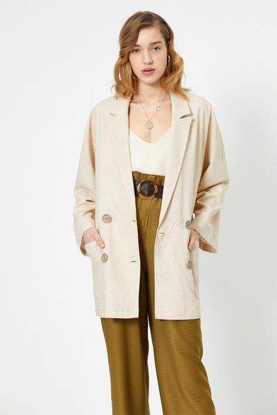 

women's trench coats koton women beige coat 0 yak06073ew, Tan;black