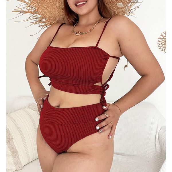 

women's swimwear mossha 2021 high cut bikini set plus size swimsuit swimming suit solid bandeau bathing beach wear, White;black
