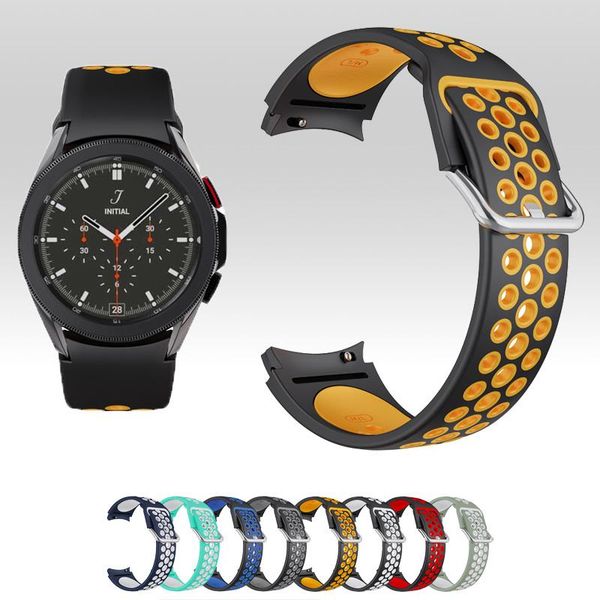 

watch bands strap for samsung galaxy 4 band 40mm 44mm watch4 classic bracelet 42mm 46mm watchband silicone sport curved end, Black;brown