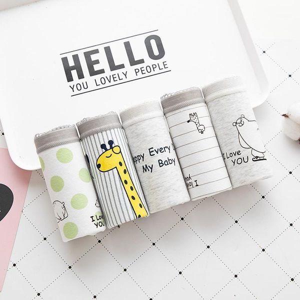 

women's panties ngyouhuo 6pcs/lot women cotton print briefs girl underwear underpants intimates female cute student panty a-5, Black;pink