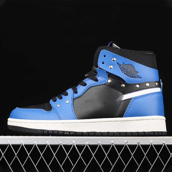 

jumpman 1 basketball shoe in black and blue breathable sneaker for women, male designer full sizecgye