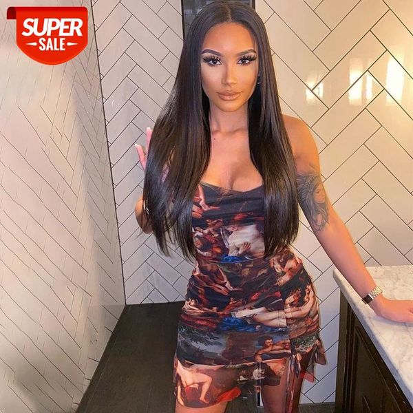 

2020 print sleeveless ruffles ruched mini dress spring summer women fashion streetwear outfits club wear #f109, Black;gray