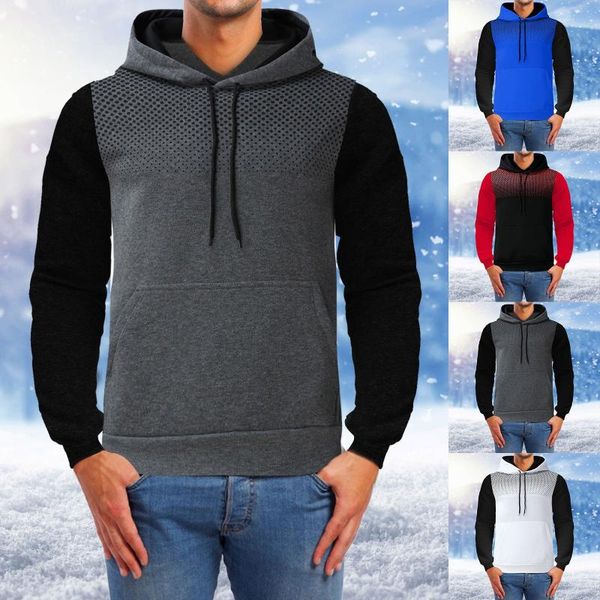

men's hoodies & sweatshirts with hoodie hood leisure polka winter and sports color dot matching fitness autumn, Black