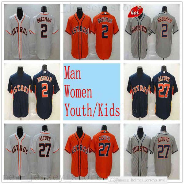 

2022 Man Women Youth Kids Baseball 27 Jose Altuve 2 Alex Bregman 4 George Springer Jerseys Stitched Gold White Black Navy Orange Gray, 2020 nk style