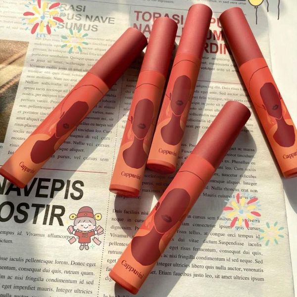 

lip gloss 6 colors velvet matte lipstick students milk tea color duration long cup fashionable cute non-stick waterproof j9j9