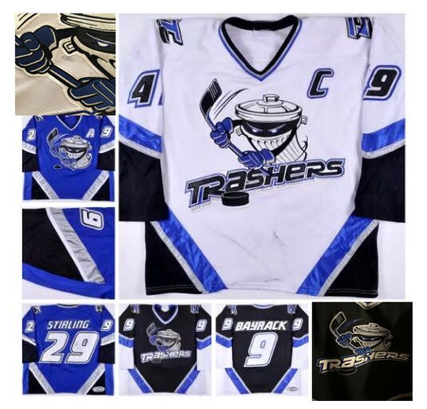 

custom uhl rare danbury trashers 2004-05 hockey jersey brent gretzky scott stirling mike bayrack galante brad wingfield jon mirasty bren dan, Black;red