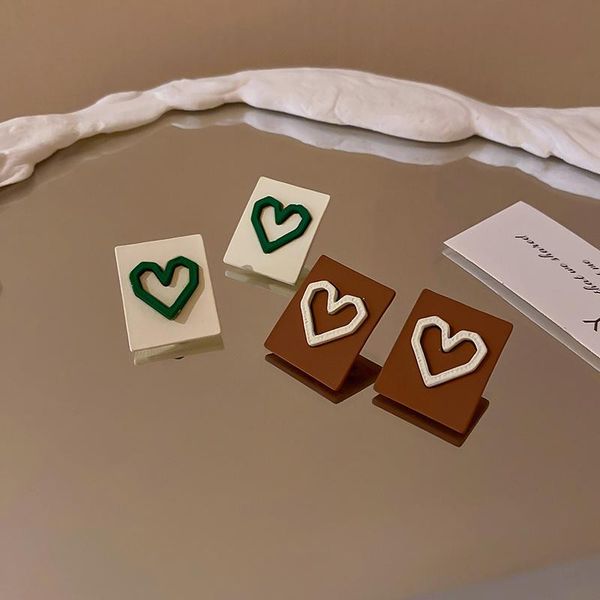 

stud fashion trendy heart resin geometric earrings, Golden;silver