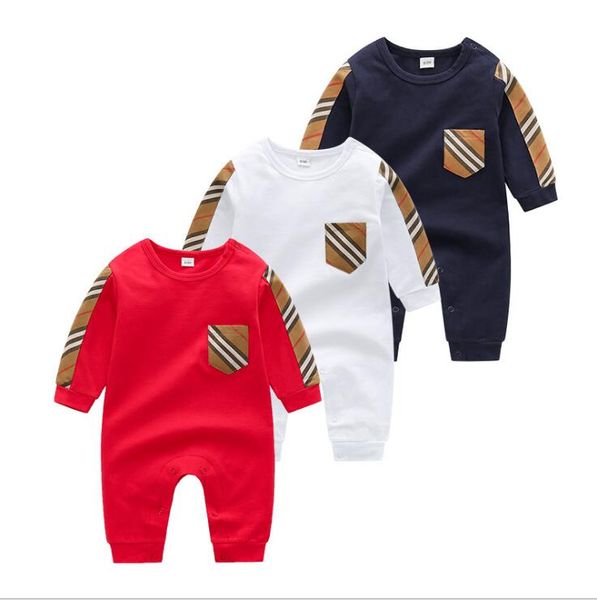 Frühling Herbst Baby Jungen Mädchen Plaid Strampler Baumwolle Kleinkind Langarm Overalls Neugeborene Kleidung Kinder Onesies 0-24 Monate