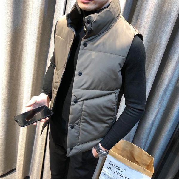 

men's vests hip mens winter warm fashion vest stand collar/asia size, Black;white