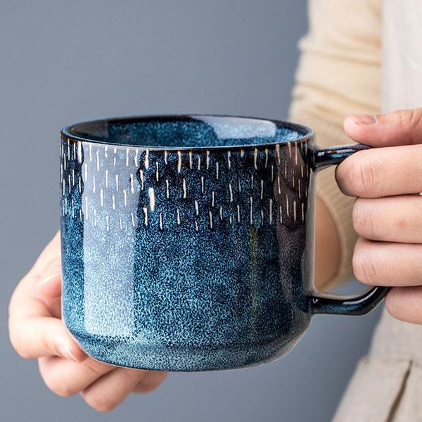 

mugs 400ml vintage blue mug ceramic breakfast milk coffee tea cups creative couple kitchen drinkware birthday housewarming gifts