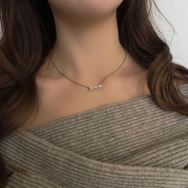 

chokers timeonly minimalist letter small linked chain choker necklace for women female party gifts necklaces retro accessories korea, Golden;silver