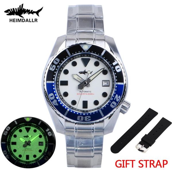 

wristwatches heimdallr dive watch mm200 full luminous dial sapphire 316l steel automatic movement 20atm water resistant aluminum bezel, Slivery;brown