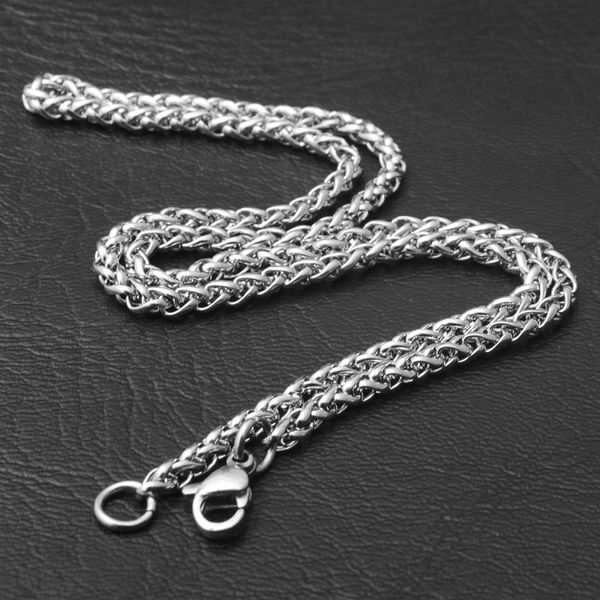 

4/5/6/mm silver plated stainless steel chains women men choker for hip hop pendant necklaces jewelry
