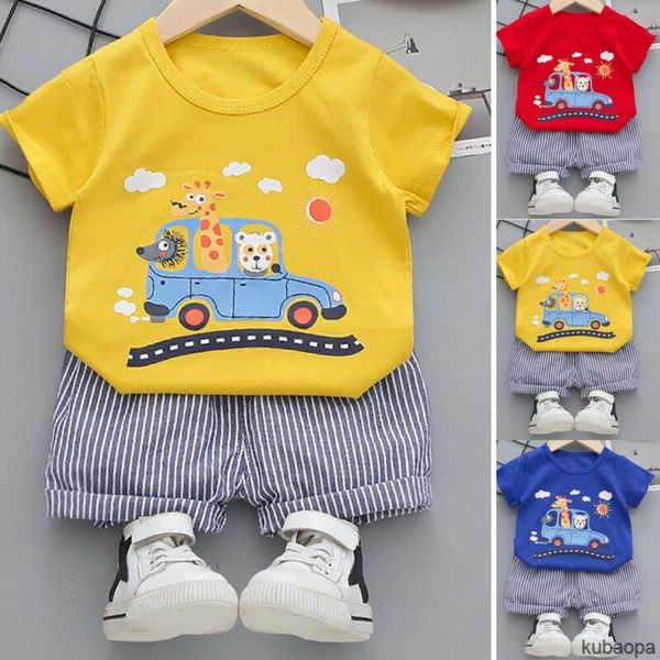 

clothing sets 0-4y baby boy kids tshirt summer fashion cartoon print toddler / outfit ku casual wearing, White